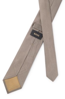 Cravate en soie italienne &agrave; motif, Marron