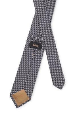 Corbata estampada de seda italiana, Azul oscuro