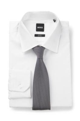 Corbata estampada de seda italiana, Azul oscuro