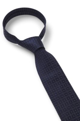 Patterned tie in Italian-made silk, Dark Blue