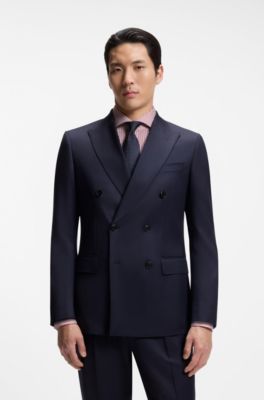 Patterned tie in Italian-made silk, Dark Blue