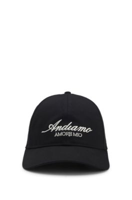 Woven cap with adjustable strap, Black