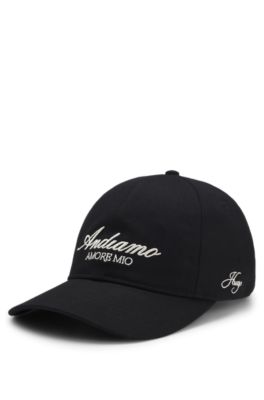 Woven cap with adjustable strap, Black