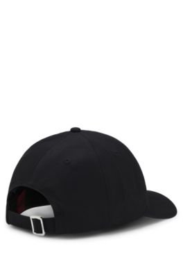 Woven cap with adjustable strap, Black