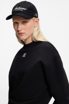 Woven cap with adjustable strap, Black