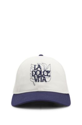 Woven cap with adjustable strap, Blue