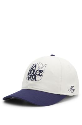 Gorra tejida con correa ajustable, Azul