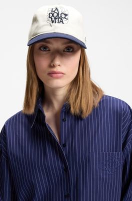Woven cap with adjustable strap, Blue