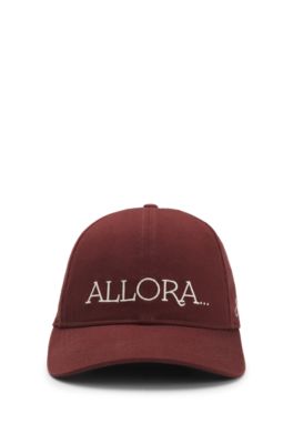 Woven cap with adjustable strap, Brown