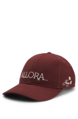 Woven cap with adjustable strap, Brown