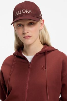 Woven cap with adjustable strap, Brown