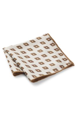 Pa&ntilde;uelo de bolsillo estampado en seda, Marr&oacute;n