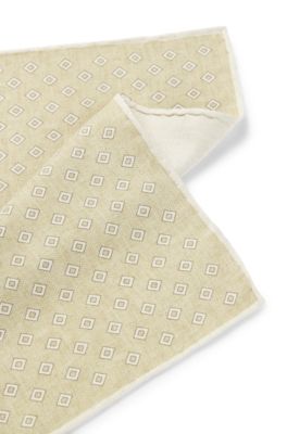 Pa&ntilde;uelo de bolsillo estampado en seda, Beige claro