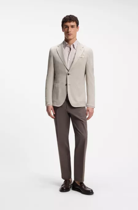 Slim-fit blazer in virgin wool and cotton