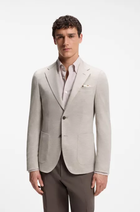 Slim-fit blazer in virgin wool and cotton