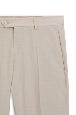 Pantalones tapered fit de lana virgen y seda, Beige claro