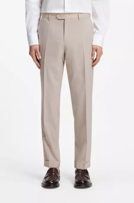 Tapered-fit pants in virgin wool and silk