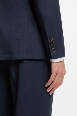 Traje slim fit de dos piezas en lana y seda, Celeste