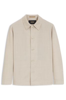 Relaxed-fit overshirt in three-layer fabric, Light Beige