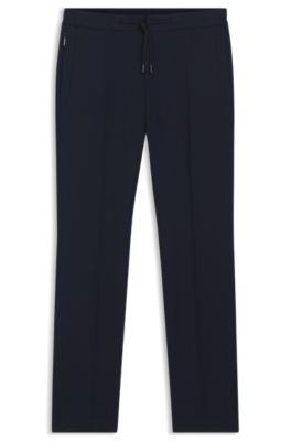 Slim-fit pants in virgin wool and silk, Dark Blue