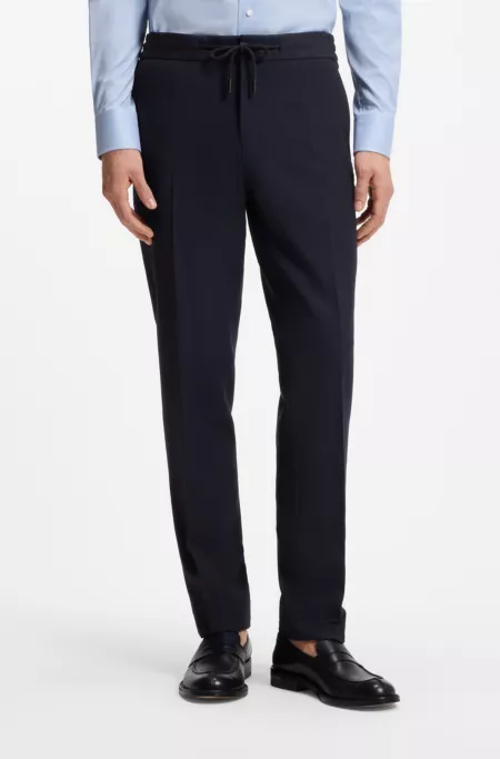 Slim-fit pants in virgin wool and silk