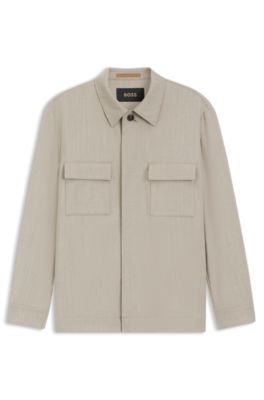 Relaxed-fit overshirt in a wool blend, Light Beige