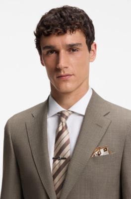 Costume Slim deux pi&egrave;ces en laine vierge, Marron