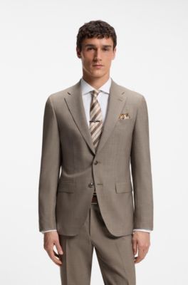 Costume Slim deux pi&egrave;ces en laine vierge, Marron