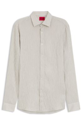 Modern-fit shirt in striped seersucker, Black