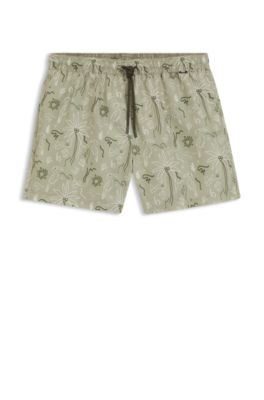 Swim shorts with all-over print, Khaki