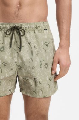 Swim shorts with all-over print, Khaki