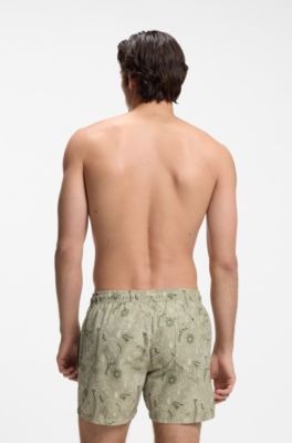 Swim shorts with all-over print, Khaki
