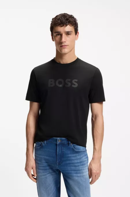 Regular-fit cotton T-shirt with modern logo