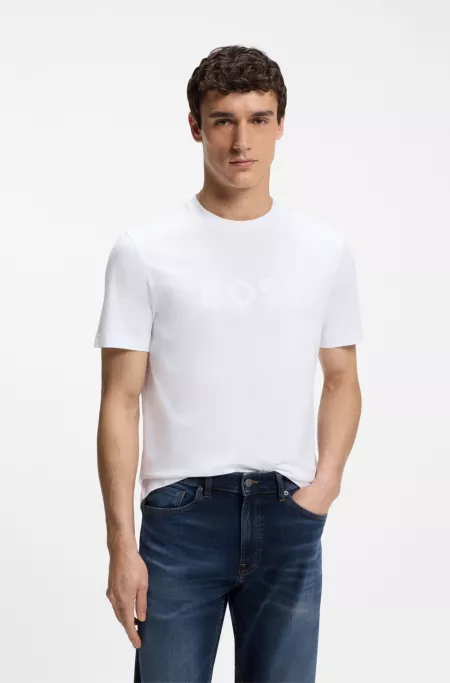 Regular-fit cotton T-shirt with modern logo