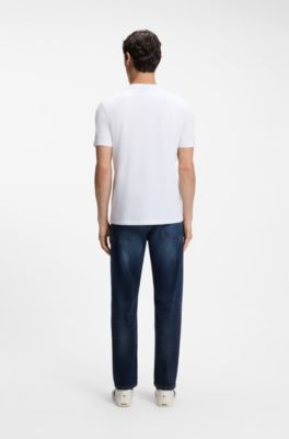 Camiseta regular fit de algod&oacute;n con logo moderno, Blanco