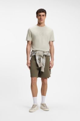 Regular-fit cotton T-shirt with modern logo, Light Beige