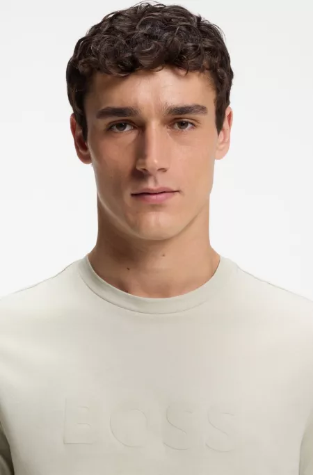 Regular-fit cotton T-shirt with modern logo