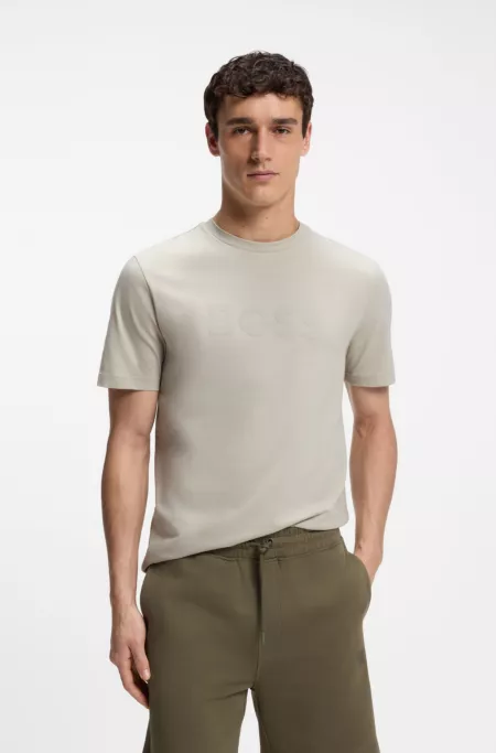 Regular-fit cotton T-shirt with modern logo