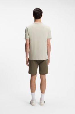 Regular-fit cotton T-shirt with modern logo, Light Beige