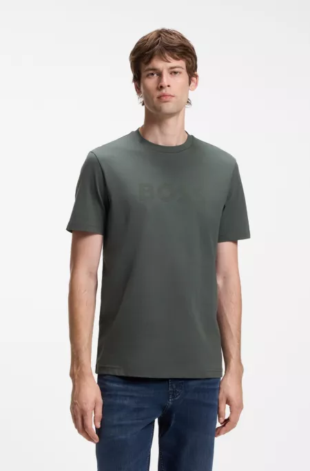 Regular-fit cotton T-shirt with modern logo