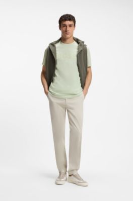 Regular-fit cotton T-shirt with modern logo, Light Green