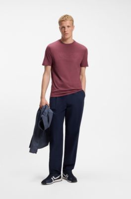 Camiseta regular fit de algod&oacute;n con logo moderno, Rojo