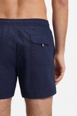 Swim shorts with all-over monogram print, Dark Blue