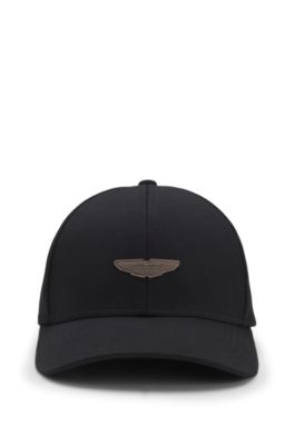 BOSS x ASTON MARTIN gorra con insignia alada de ante, Negro
