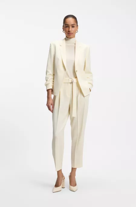 Tapered-fit pants in Japanese crepe with belt