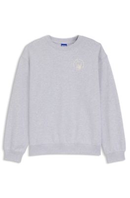 Relaxed-fit sweatshirt in cotton terry with graphic prints, Light Grey