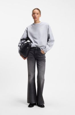 Relaxed-fit sweatshirt in cotton terry with graphic prints, Light Grey