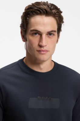 Cotton-jersey T-shirt with logo artwork, Dark Blue