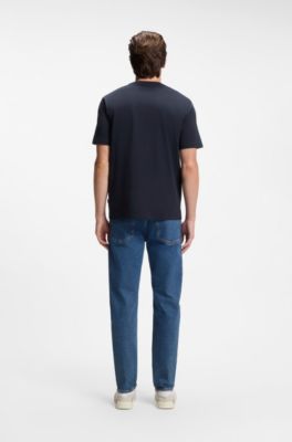 Cotton-jersey T-shirt with logo artwork, Dark Blue