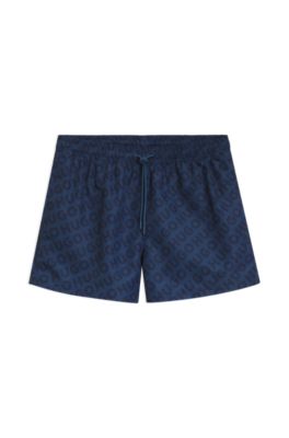 Quick-dry swim shorts with logo print, Light Blue